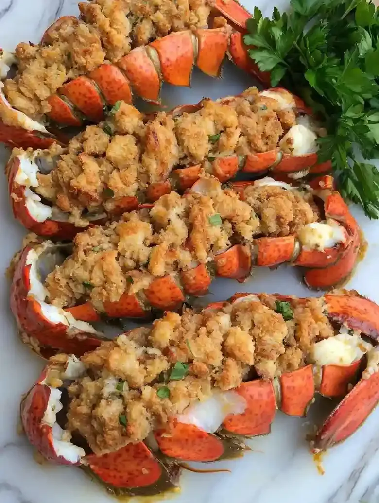 Decadent Baked Stuffed Lobster Tails