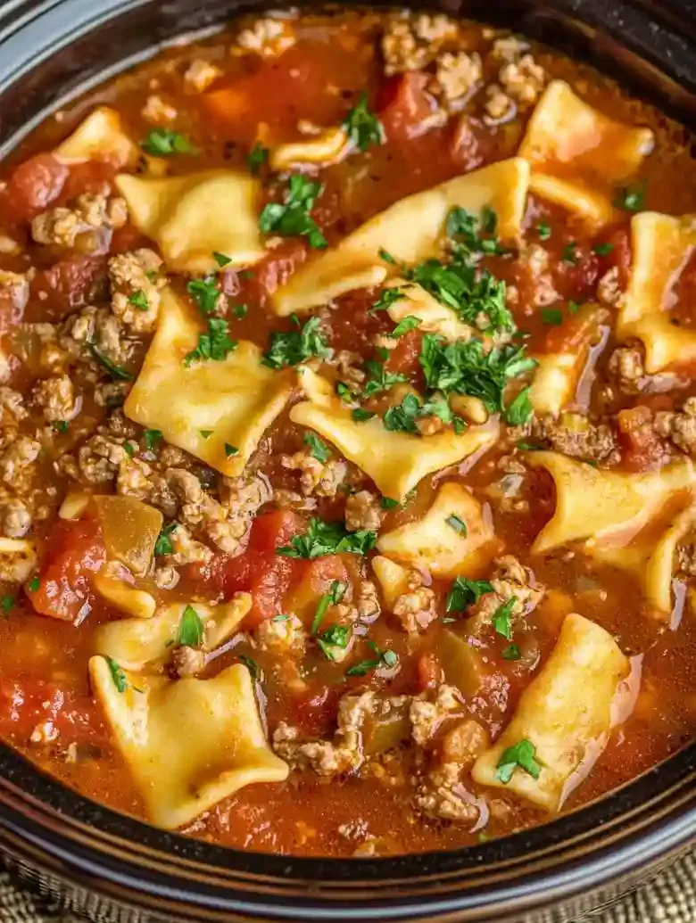 Easy Slow Cooker Lasagna Soup